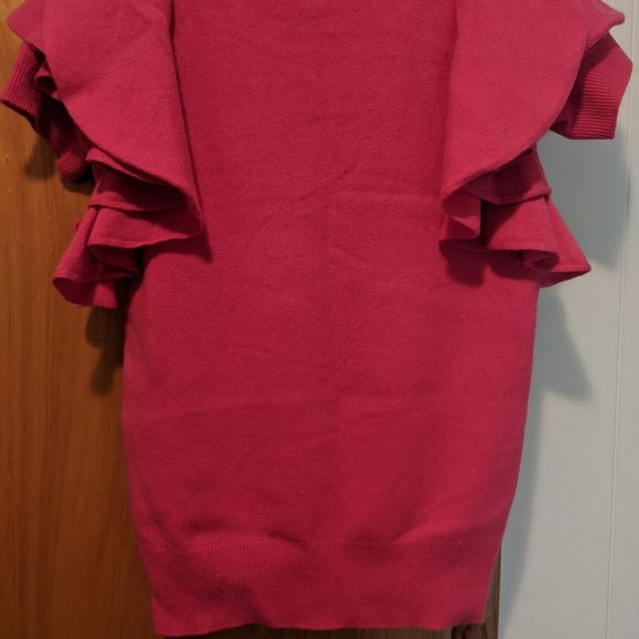 NWT Saks Fifth Ave Ruffle Sleeve Cashmere Sweater - Picture 5 of 6